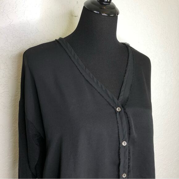 Anthropologie Dolan black burnout sheer button down top size Medium - Picture 2 of 14